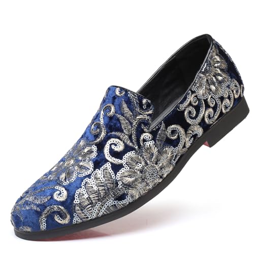 Image of Venshine Mens Dress Loafers Slip On Shoes Glitter Wedding Party Prom Shoes
