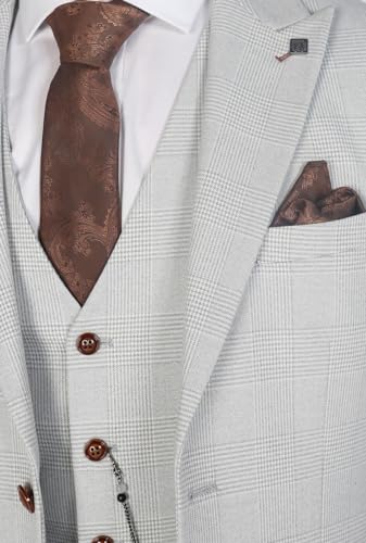 Men’s Tweed Herringbone Sold Separately Gray Suit - Wedding Business Tailored Fit Set2