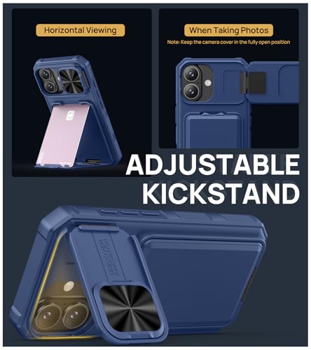 Image of SSLOTSCASE for iPhone 17 Case with Stand & Credit Card Holder, Blue
