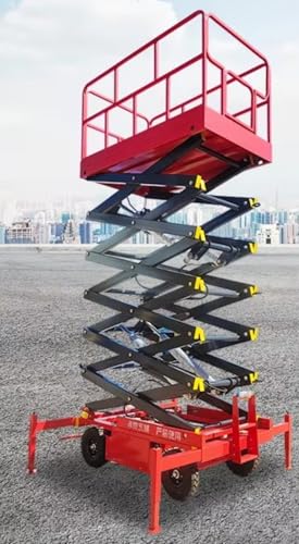 Electric Hydraulic Scissor Lift Platform with Enhanced Stability, Towable Mobile Work Lift for Ceiling Work, Building Upkeep, Factory Equipment Service, and High-Access Maintenance