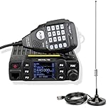 Retevis RT95 Ham Radio Transceiver with Dual Band Antenna, Mini Mobile Transceivers with Rotatable LCD Dual Display, 200 Channels, SL16/PL259 Mobile Car Antenna