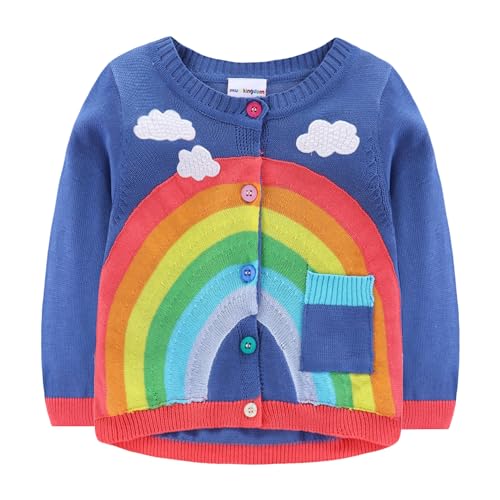 Mud Kingdom Cute Little Boy Cardigan Thin Spring Size 6 Blue Rainbow and Clouds