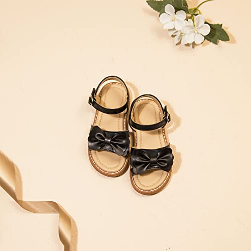 Flaryzone Toddler/Little Girls' Ankle Strap Flat Dress Sandals (Black, Toddler-Size 10) #TOP4