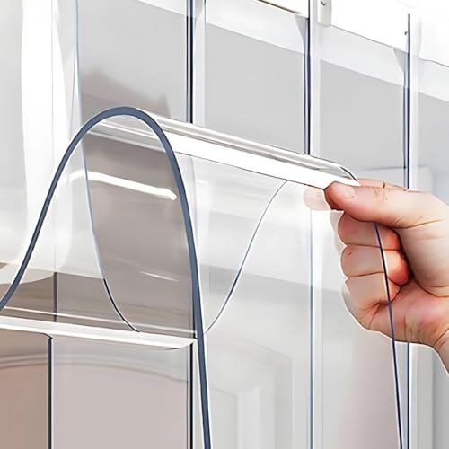 Image of Qlarity Covers 1.5mm Thick PVC Strip Curtain | Size-6ft Long, 6 Strips, 8.5 Inches Wide Vinyl Transparent Door Curtain | Ideal for Cold Storage /Office /Balcony /Home Variation (1.5mm Clear, 6ft - 3pcs)