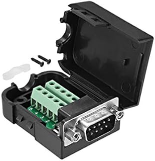 sourcing map D-sub DB9 Breakout Board Connector with Case 9 Pin 2 Row Male RS232 Serial Port Solderless Terminal Block Adapter with Positioning Nuts