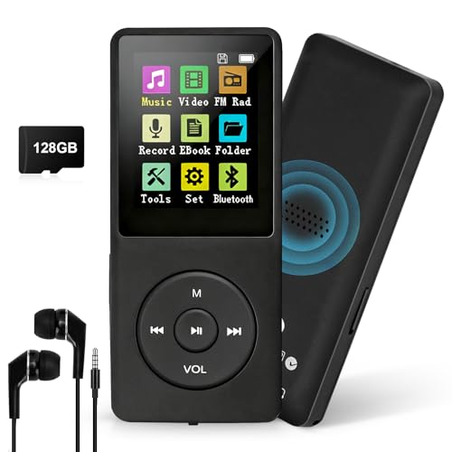 Lecteur MP3 128 Go avec Bluetooth 5.0 COVVY baladeur musique noir