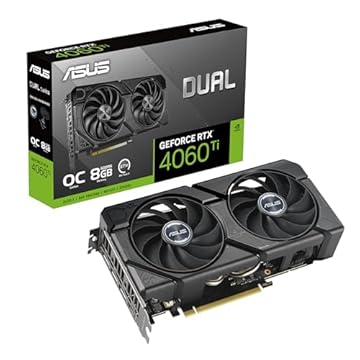 ASUS Dual GeForce RTX™ 4060 Ti EVO OC Edition 8GB GDDR6 (PCIe 4.0, 8GB GDDR6, DLSS 3, HDMI 2.1a, DisplayPort 1.4a, Design de ventilador Axial-Tech, tecnologia 0dB, placa traseira protetora, tecnologia