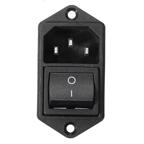 CABLEPELADO Power Connector with Frame | C14 AC 10A 250V | Rocker Switch DPST, 3 Pins, Without LED Indicator, Suitable f