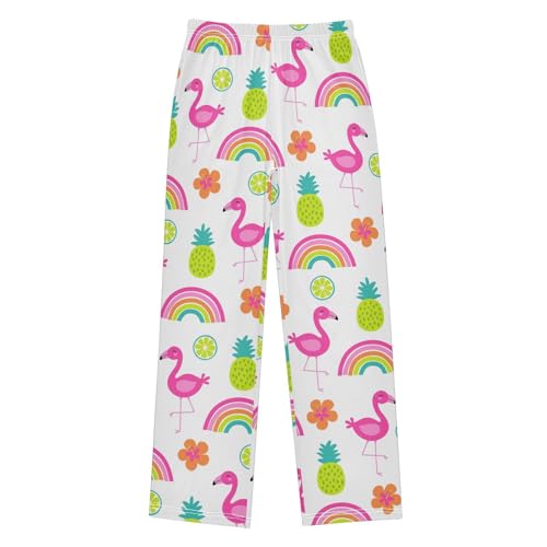 Flamingo Pineapple Rainbow Boys Long Pants Soft Trousers Elastic Waist Kids Lounge Bottoms with Pockets S-XL