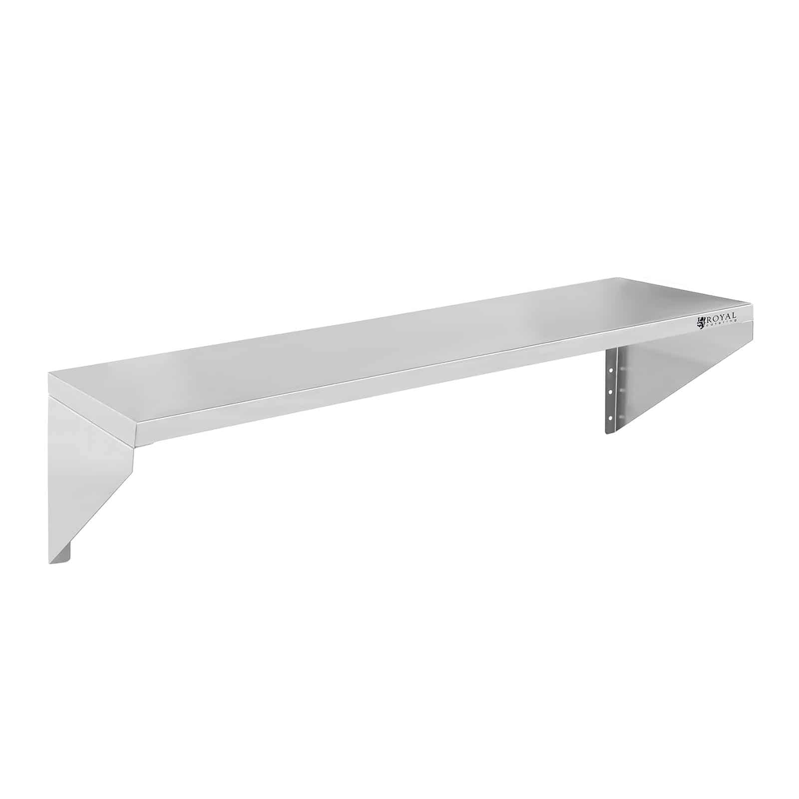 Royal Catering - Wandregal Wandbord (1 Fläche, 90 cm lang, 30 cm tief, Edelstahl + Befestigungsmaterial) Silber