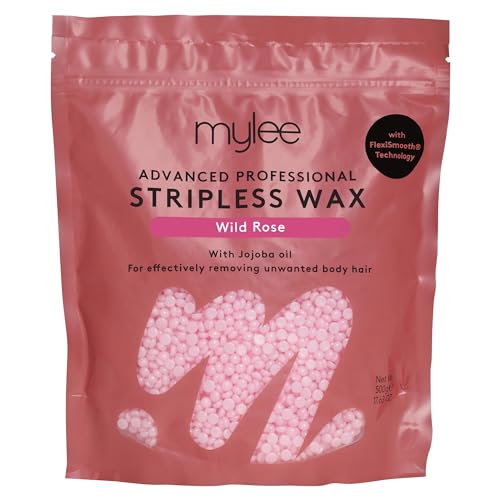 Mylee Kit de Cera Avanzado Sin Bandas - Perlas de Cera Dura con Aroma a Rosa Silvestre para la Depilación - Cara, Cuerpo, Bikini, y Depilación Íntima - Para Mujeres y Hombres