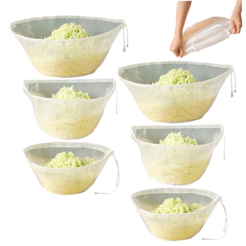 Jorzer 6 Bolsas de Tela para Queso para Colar de Malla extrafina Reutilizables con cordón para Leche de Frutos Secos Leche de Soja Rellenos de Dumplings y más.