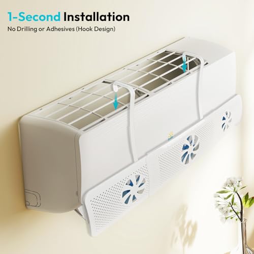 Image of Rellytech Air Conditioner Deflector - No-Drill Installation, Retractable 20.5 inch-33.9 inch, 7-Leaf Uniform Wind Distribution, 180 Adjustable, PP Material, Fits Most AC Indoor Units, Aids Fast Cooling