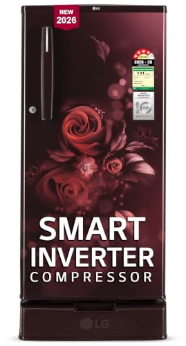 Image of LG 185 L, 4 Star, Smart Inverter, Direct Cool Single Door Refrigerator (GLD1945ZOSE, Scarlet Euphoria, Base stand with Drawer)
