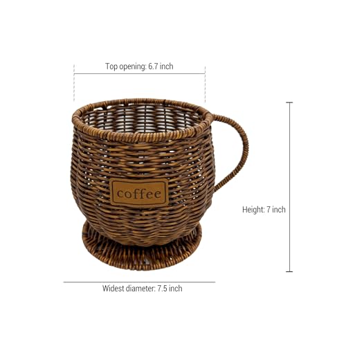 WuJiLiving Large Woven-Look Coffee Pod Storage Basket, Coffee Bar Organiser - Image 3