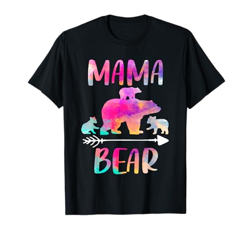 Bear Matching Family Outfits, Funny Mama Bear Three Cubs T-Shirt