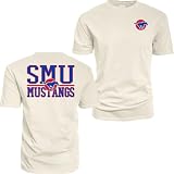 SMU Mustangs NCAA Officially Licensed T-Shirt Ringspun Front/Back Mascot Ivory, Large