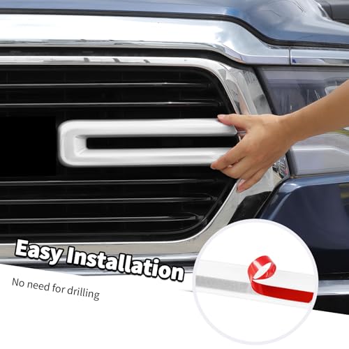 Image of Jimen Compatible with Dodge Ram 2018-2025, 2PCS Front Grille Cover Exterior Trim Accessories (White)