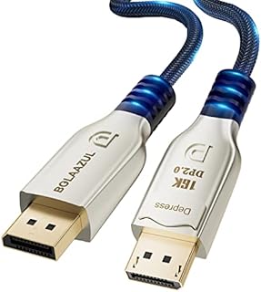 BolAAzuL DisplayPort 2.0 Cable Newly Released 16K DP 2.0 Cable 8K/120Hz, 4K/144Hz, 2K/240Hz Nvidia-G-Sync AMD Free Sync Supported, Braided DP UHBR10 Cord 3m Male to Male with Latch&Metal Shell
