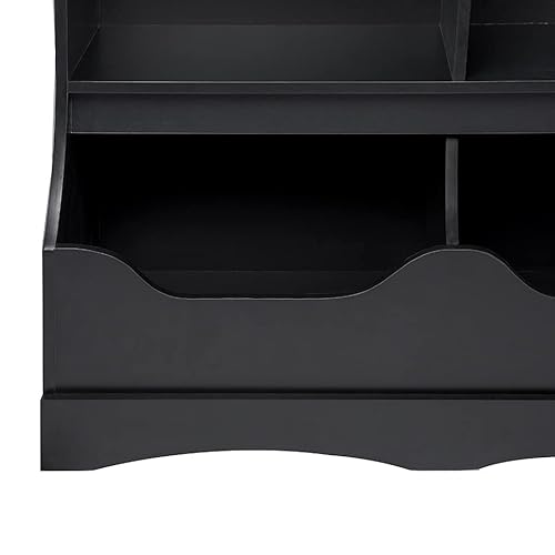 Naomi Home Kids Toy Storage With Bookshelves, Multifunctional Modern Toy Organizer Kids' Bookcases, Cabinets & Shelves For Playroom, Bedroom, Nursery, Preschool – Black #TOP6