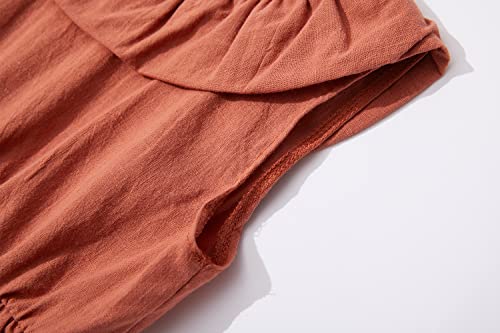 Rysly Toddler Baby Girls Cotton Linen Plaid Dress with Ruffle Back Straps and Bow Kids Casual Dress4