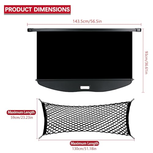 image for Tesmirror Cargo Cover for Toyota Highlander 2025 - Retractable Cargo C