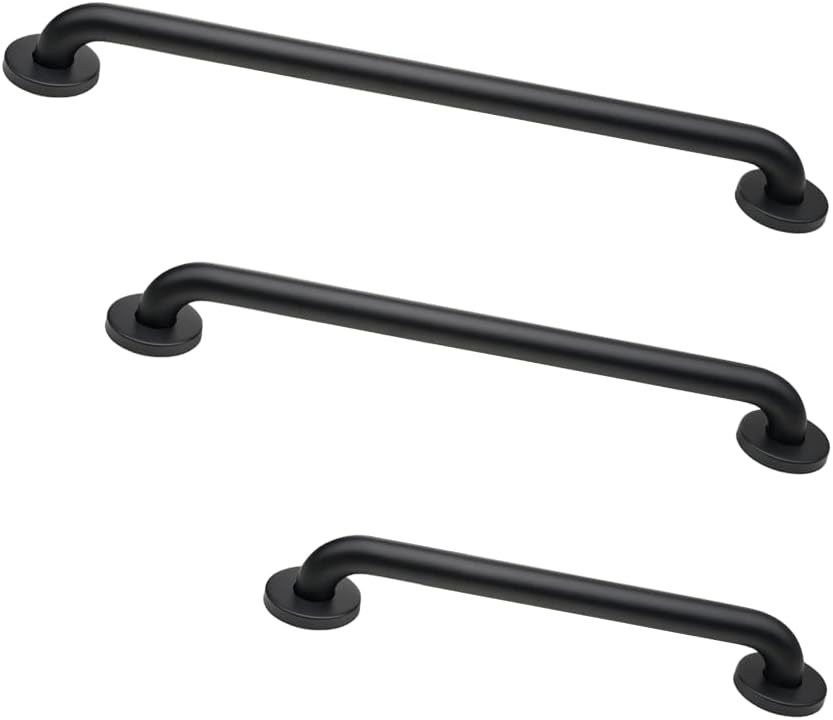 Grab Bar Bundle - ADA Compliance - Matte Black, 1.5" Diameter - 18", 36", 42" - Pack of 3