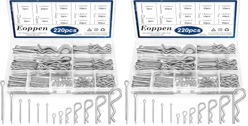 Image of 220Pcs Cotter Pin Assortment Kit 304 Stainless Steel 13 Sizes Cotter Pins & R Clips Cotter Pin Set for Hitch Pin Lock Systems (Pack of 2)