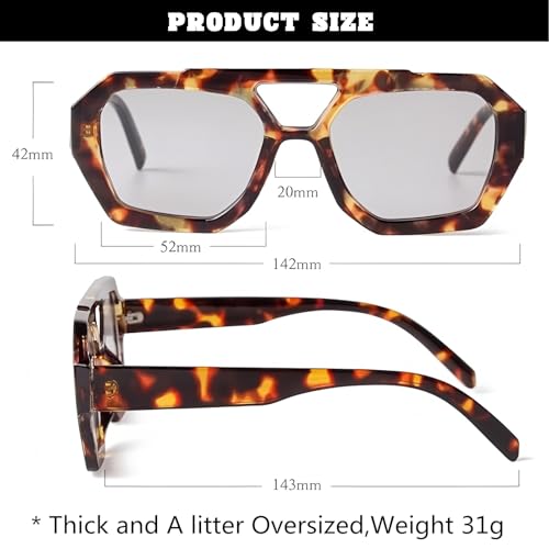Image of ADE WU Rectangle Sunglasses for Women Men Retro 90s Sunglasses Trendy Black Tortoise Shell Glasses Y2K
