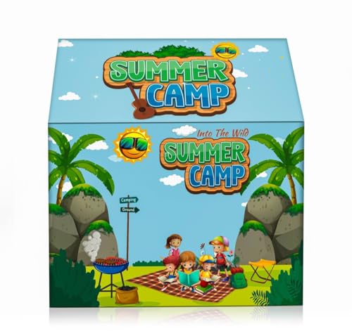 Image of Kids Play Tent House for Boys & Girls | Foldable Toy House for Indoor & Outdoor Fun | Tent House for Kids 2 to 6 Years | Portable Playhouse Kids House Tent (Summer Camp Tent)