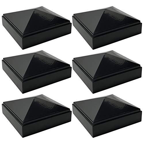 3" x 3" Aluminium Pyramid Post Cap for Metal Posts - Pressure Fit - Black (6 Pack)