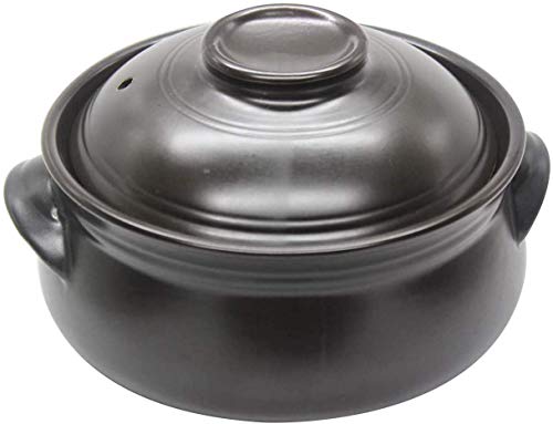 TIKUSAN Koreanische Keramik Kochen Hot Pot Dolsot Bibimbap Stein Schüssel, koreanische Suppenfutter Steingut mit Deckel, 1094 ml Cover