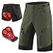 Produktbild Agolu MTB Hose Herren Kurz Radhose Baggy Herren Fahrradhose mit Sitzpolster Mountainbike Hose mit 3D Gel Gepolstert Radunterhose Schnelltrocknende Downhill-Shorts(Size:XXL,Color:Grün)