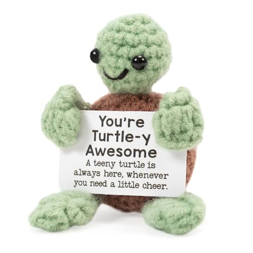 Bafiwu Cadeau amusant en forme de tortue au crochet avec des mots positifs, cadeau pour homme et femme, pépites en peluche pour Noël, décoration de bureau (1 pièce) Bafiwu Cadeau amusant en forme de tortue au crochet avec des mots positifs, cadeau pour homme et femme, pépites en peluche pour Noël, décoration de bureau (1 pièce)