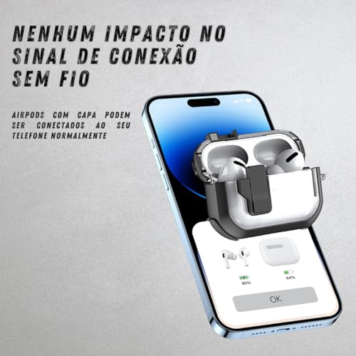 Capa compatível com Airpods Pro 2ª/1ª geração (2023/2022/2019) com clipe de bloqueio seguro para Air