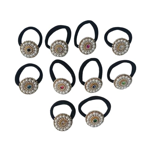 Charming Stylish Beads Kundan Hair Band Pack of 5 - Assorted-image-19