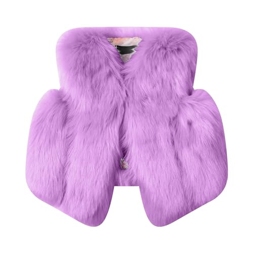 Kid Baby Girl Faux Furry Waistcoat Thick Coat Warm Fall Winter Plush Vest Pocket Outerwear Tops 3 to 8T