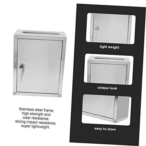 Hemoton Box Stainless Steel Mailbox Stainless Steel Container Lock Boxes For Keys Large Safe Metal Safe Stainless Steel Safe Drop Slot Safes Voting Storage Box Stainless Steel Vintage #TOP4