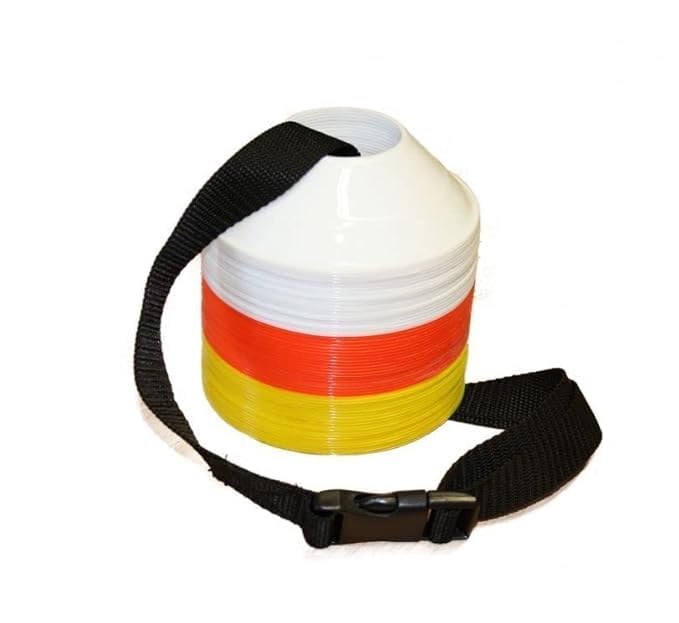 CRAZX Disc Cones Set | Space Marker Cones 2" Height- Agility Training Cones for Football, Cricket, Exercise, Kids Activity, Sports | Football Cones and Markers Set with Stand, Carry Bag (10, S)