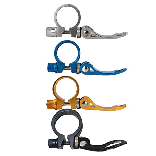 Garneck 4 Pcs Aluminum Road Bike Seatpost Clamp Quick Release Bike Accessory for Tubes Black Yellow Silver Blue