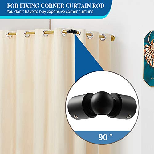 Creatyi Heavy Duty Window Curtain Rod Corner Connector Curtain Rod Connector Hinged Elbow Connector Bay Windows Rod Corner Elbow Connector For 3/4 Inch Bay Window Curtain Rods (Set Of 2,Black) #TOP4