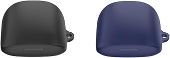 2 Pack DAYJOY Soft Silicone Protective Case Cover Compatible with ASUS ROG Cetra True Wireless Gaming Earbuds, Protective Skin Sleeve with Carabiner Black+Blue