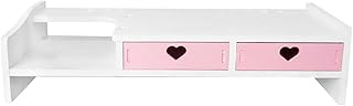 ATORSE Desktop Monitor Stand Display Screen Riser Computer Heightened Shelf Pink 2 Drawer