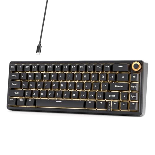 Dierya DK68E klawiatura gamingowa, 60% Gasket, mechaniczna klawiatura z przyciskiem, RGB Hot Swap, liniowe przełączniki Creamy, Compact 66 klawiszy Anti-Ghosting, układ QWERTY-US, czarna