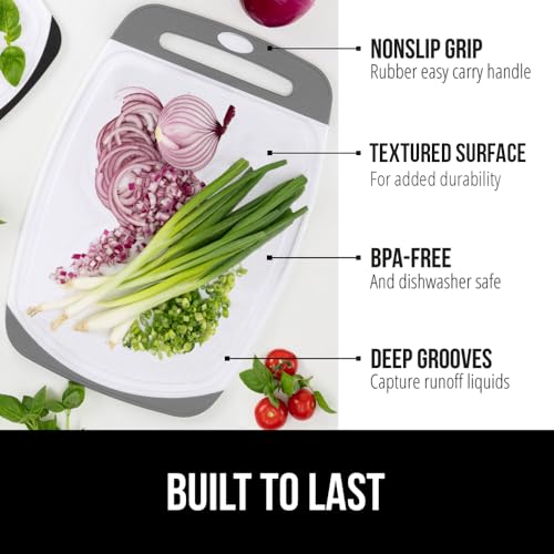 image for GORILLA GRIP 100% BPA-Free Reversible Kitchen Cutting Board Set of 3, 