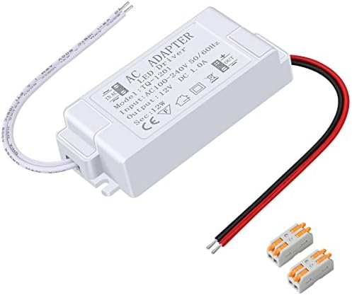 LED Power Supply 12V LED Driver 12W 1A 110V AC to 12V DC Converter for LED Strip, Spotlight Cabinet Lights, and Indoor Lighting