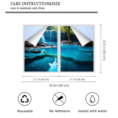 Película adhesiva para ventana efecto vidriera azul 2 piezas miniatura 2