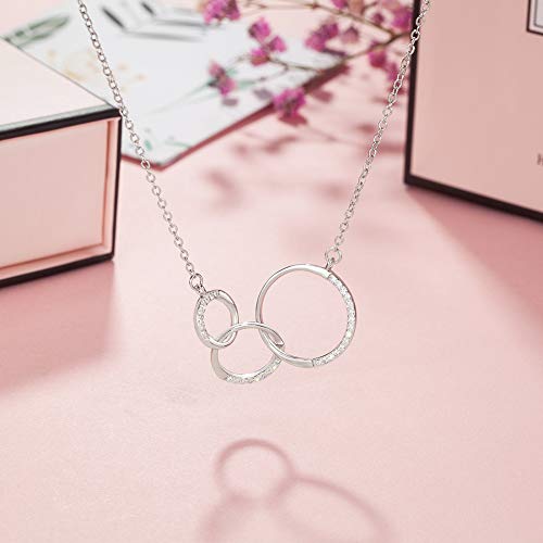 Generations Necklace for Grandma Gift - Sterling Silver Infinity 3 Circle CZ Necklace Mom Granddaughter Grandson Mothers Day Jewelry Birthday Gifts3