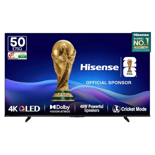 Image of Hisense 126 cm (50 Inches) 4K Ultra HD Smart QLED TV | 48W Powerful Speakers | Dolby Atmos & HDR10+ | ALLM, VRR & Game Mode | Cricket Mode | AI 4K Upscaler | VIDAA OS | 50E75Q (Black)