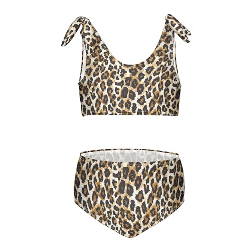 Animal Leopard Girls Two Piece Tankini Swimsuits Summer Bathing Suit Beach Swimwear Set, 3T
